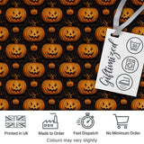 Ornate Halloween Pumpkin Motif with Swirls on Black Background Digital Print Fabric by the Metre UK Sewing Quilting Textile