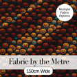 Hanging Pumpkins with Teal Accents on Dark Striped Background Digital Print Fabric by the Metre UK Sewing Quilting Textile