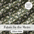Dark Background Magnolia Style White Flowers with Green Foliage Pattern Digital Print Fabric by the Metre UK Sewing Quilting Textile