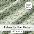 Fresh Green Background White Blossom Branch Pattern Spring Floral Digital Print Fabric by the Metre UK Sewing Quilting Textile