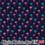 Jellyfish Floating on Deep Purple Ocean Background  Marine  Digital Print Fabric by the Metre UK Sewing Quilting Textile