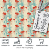 Red Jellyfish Illustration on Distressed BlueBackground  Ocean  Digital Print Fabric by the Metre UK Sewing Quilting Textile