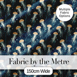 Soft Coral Jellyfish on Light Aqua Background Seamless Underwater Pattern Digital Print Fabric by the Metre UK Sewing Quilting Textile