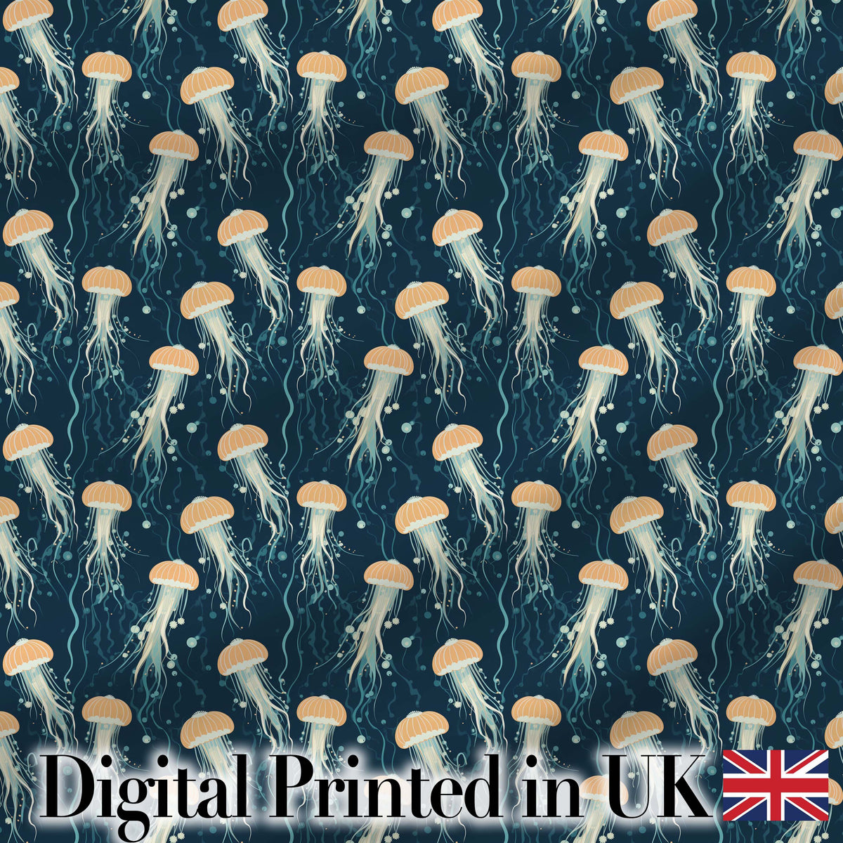 Soft Coral Jellyfish on Light Aqua Background Seamless Underwater Pattern Digital Print Fabric by the Metre UK Sewing Quilting Textile