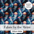 Glowing Jellyfish in Deep Ocean Blue Seamless Underwater Pattern Digital Print Fabric by the Metre UK Sewing Quilting Textile