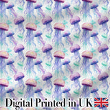 Soft Watercolor Jellyfish in Pastel Purple and Aqua Seamless Marine Pattern Digital Print Fabric by the Metre UK Sewing Quilting Textile
