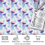Soft Watercolor Jellyfish in Pastel Purple and Aqua Seamless Marine Pattern Digital Print Fabric by the Metre UK Sewing Quilting Textile