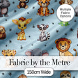 Cute Cartoon Safari Animals with Stars on Soft Blue Background Nursery Pattern Digital Print Fabric by the Metre UK Sewing Quilting Textile