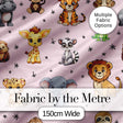 Cute Cartoon Safari Animals with Stars on Pink Background Nursery Pattern Digital Print Fabric by the Metre UK Sewing Quilting Textile