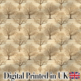 Rustic Bare Trees Woodland Seamless Pattern on Neutral Background Digital Print Fabric by the Metre UK Sewing Quilting Textile