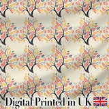 Decorative Branch Trees with Autumn Leaves Seamless Pattern Digital Print Fabric by the Metre UK Sewing Quilting Textile