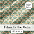Stylised Green Trees with Orange Berries Seamless Retro Pattern Digital Print Fabric by the Metre UK Sewing Quilting Textile