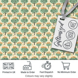 Stylised Green Trees with Orange Berries Seamless Retro Pattern Digital Print Fabric by the Metre UK Sewing Quilting Textile