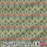 Floral Botanical Bush Pattern with Yellow and Coral Blossoms Seamless Design Digital Print Fabric by the Metre UK Sewing Quilting Textile