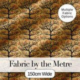 Autumn Branch Silhouette Tree Pattern in Warm Earthy Tones Digital Print Fabric by the Metre UK Sewing Quilting Textile