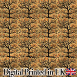 Autumn Branch Silhouette Tree Pattern in Warm Earthy Tones Digital Print Fabric by the Metre UK Sewing Quilting Textile