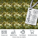Lush Green Orchard Trees with Golden Fruit Scenic Repeat Pattern Digital Print Fabric by the Metre UK Sewing Quilting Textile