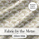 Watercolour Apple Tree Motif with Soft Green Leaves on Cream Digital Print Fabric by the Metre UK Sewing Quilting Textile