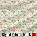Watercolour Apple Tree Motif with Soft Green Leaves on Cream Digital Print Fabric by the Metre UK Sewing Quilting Textile