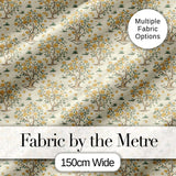 Vintage Floral Tree Design with Yellow Blossoms on Cream Background Digital Print Fabric by the Metre UK Sewing Quilting Textile