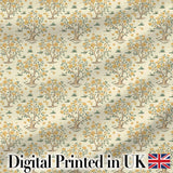 Vintage Floral Tree Design with Yellow Blossoms on Cream Background Digital Print Fabric by the Metre UK Sewing Quilting Textile