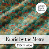 Colourful Retro Trees with Rounded Foliage on Teal Background Digital Print Fabric by the Metre UK Sewing Quilting Textile