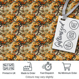 Detailed Botanical Branches with Orange Flowers and Birds Vintage Style Digital Print Fabric by the Metre UK Sewing Quilting Textile