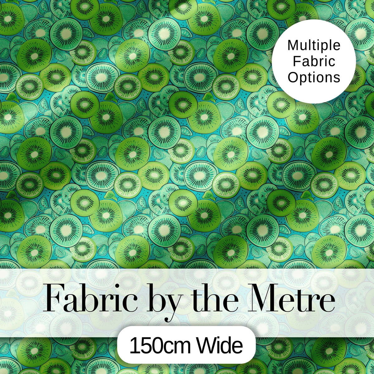Bold Kiwi Citrus Mix Dense Seamless Pattern on Teal Background Digital Print Fabric by the Metre UK Sewing Quilting Textile