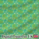 Bold Kiwi Citrus Mix Dense Seamless Pattern on Teal Background Digital Print Fabric by the Metre UK Sewing Quilting Textile