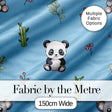 Cute Panda Bamboo and Floral Minimal Seamless Pattern on Sky Blue Background Digital Print Fabric by the Metre UK Sewing Quilting Textile