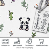 Cute Panda Bamboo and Floral Minimal Seamless Pattern on Clean White Background Digital Print Fabric by the Metre UK Sewing Quilting Textile