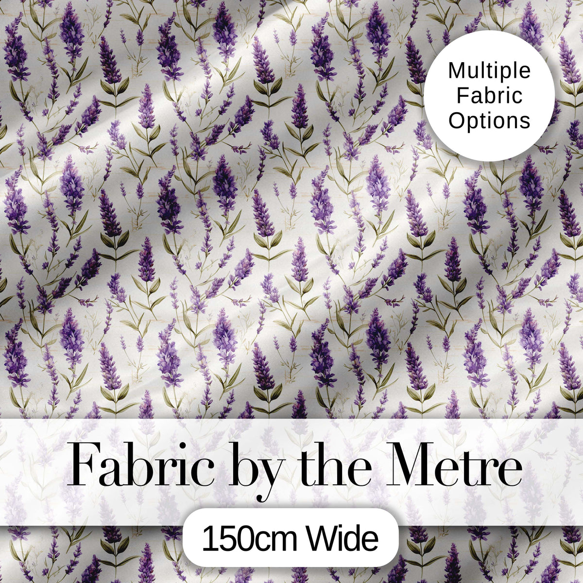 Delicate Lavender Meadow Floral Pattern with Light Watercolour Style Digital Print Fabric by the Metre UK Sewing Quilting Textile