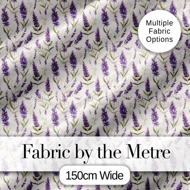 Delicate Lavender Meadow Floral Pattern with Light Watercolour Style Digital Print Fabric by the Metre UK Sewing Quilting Textile