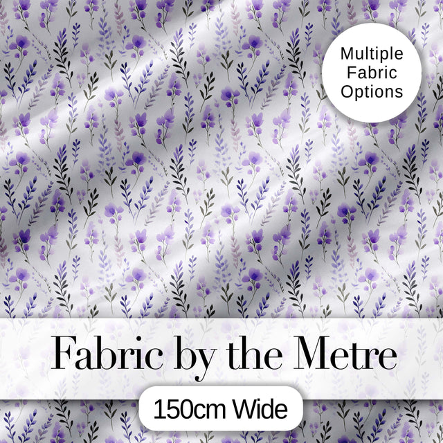 Soft Watercolour Lavender Flowers and Foliage Seamless Design Digital Print Fabric by the Metre UK Sewing Quilting Textile