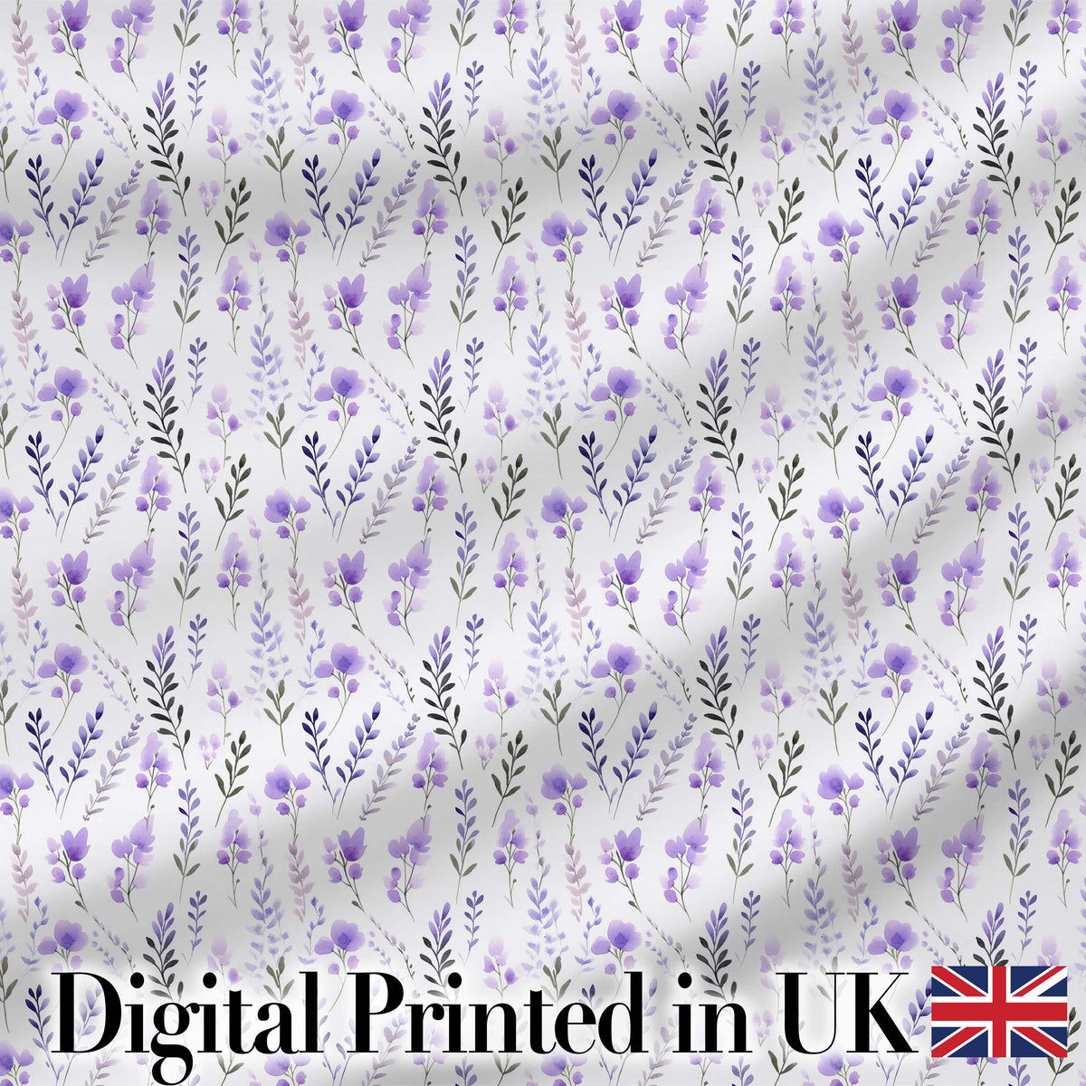 Soft Watercolour Lavender Flowers and Foliage Seamless Design Digital Print Fabric by the Metre UK Sewing Quilting Textile