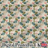 Classic Lotus Flower Pattern with Soft Pink Blooms and Green Leaves Digital Print Fabric by the Metre UK Sewing Quilting Textile