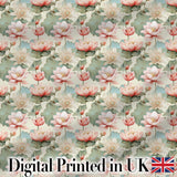 Soft Pastel Lotus Blossom Pattern with Elegant Botanical Arrangement Digital Print Fabric by the Metre UK Sewing Quilting Textile