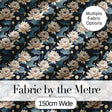 Cream Lotus Flowers on Deep Navy Background with Decorative Leaves Digital Print Fabric by the Metre UK Sewing Quilting Textile