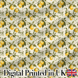 Classic Lemon Branch Pattern with Blossoms on Light Background Digital Print Fabric by the Metre UK Sewing Quilting Textile