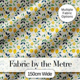 Playful Lemon Citrus and Leaves Repeat Pattern on Cream Background Digital Print Fabric by the Metre UK Sewing Quilting Textile