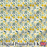 Playful Lemon Citrus and Leaves Repeat Pattern on Cream Background Digital Print Fabric by the Metre UK Sewing Quilting Textile