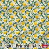 Classic Lemon Branches with White Blossoms Neutral Background   Digital Print Fabric by the Metre UK Sewing Quilting Textile