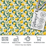 Classic Lemon Branches with White Blossoms Neutral Background   Digital Print Fabric by the Metre UK Sewing Quilting Textile
