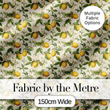 Elegant Lemon Branches with Blossoms on Light Cream Background Seamless Pattern Digital Print Fabric by the Metre UK Sewing Quilting Textile