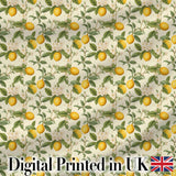 Elegant Lemon Branches with Blossoms on Light Cream Background Seamless Pattern Digital Print Fabric by the Metre UK Sewing Quilting Textile