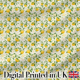 Light Botanical Lemon Pattern with Slices and Blossoms on Cream Digital Print Fabric by the Metre UK Sewing Quilting Textile