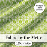 Ornate Green Damask Style Pattern on Light Background Seamless Design Digital Print Fabric by the Metre UK Sewing Quilting Textile