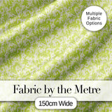 Elegant Green Damask Floral Vintage Seamless Pattern Digital Print Fabric by the Metre UK Sewing Quilting Textile
