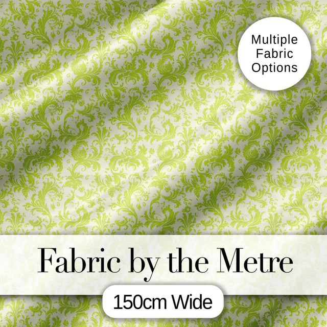 Elegant Green Damask Floral Vintage Seamless Pattern Digital Print Fabric by the Metre UK Sewing Quilting Textile