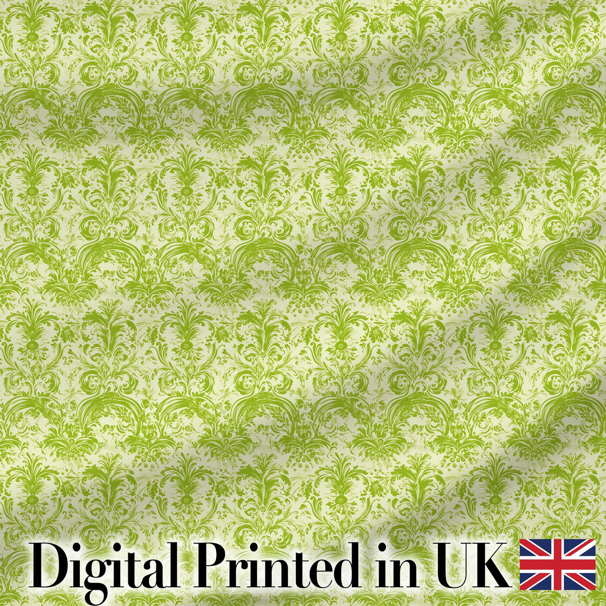 Classic Ornate Green Damask Floral Seamless Pattern Digital Print Fabric by the Metre UK Sewing Quilting Textile